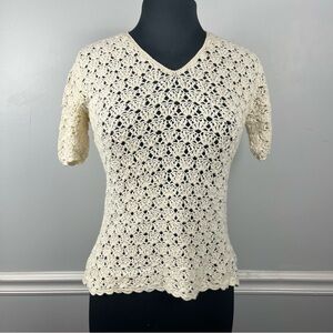 Vintage 90s jay jacobs crochet v-neck top size large Cottagecore